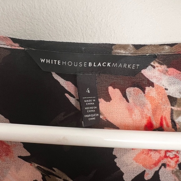 White House Black Market Long Sleeve Inset Floral Dress Size 4 - Picture 3 of 5